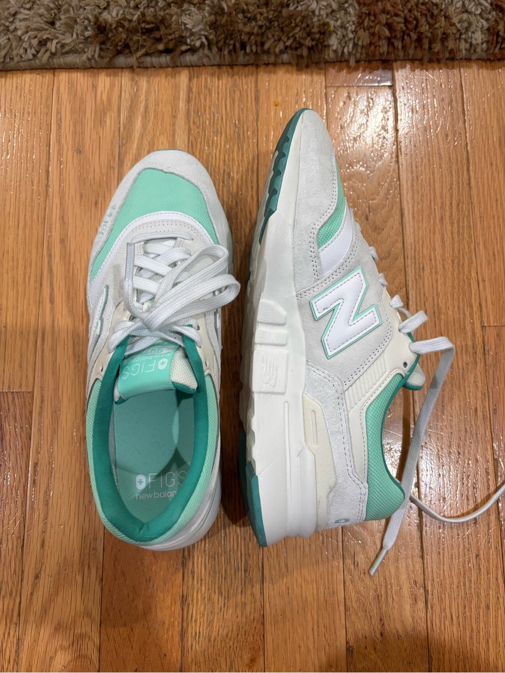 FIGS New Balance Mint Green & White Lifestyle Sneakers